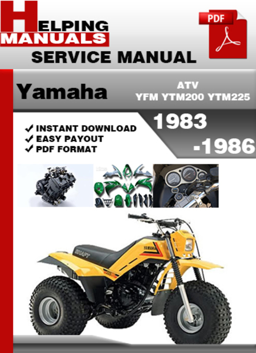 Product picture Yamaha ATV YFM YTM200 YTM225 1983-1986 Service Repair Manual Download