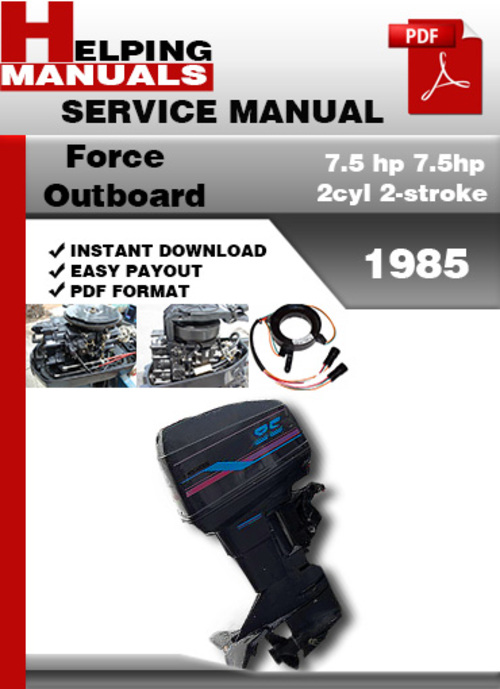 Product picture Force Outboard 7.5 hp 7.5hp 2cyl 2-stroke 1985 Service Repair Manual Download