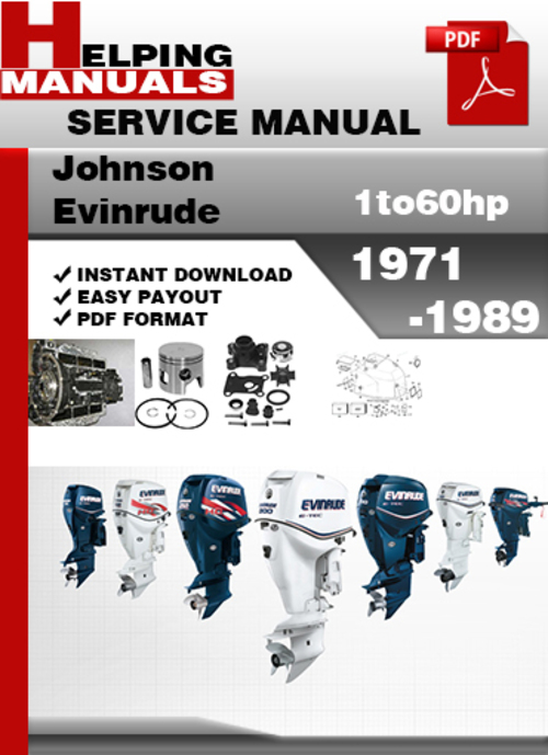 Product picture Johnson Outboard 1 to 60 hp 1971-1989 Service Repair Manual Download