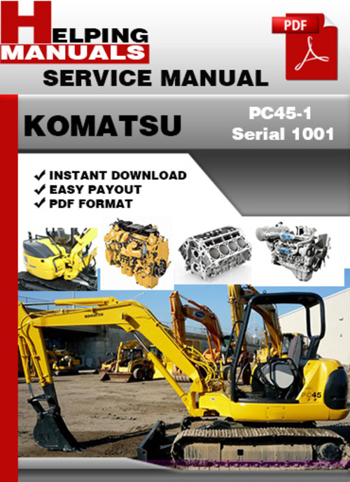 Product picture Komatsu PC45-1 Serial 1001 and up Shop Service Repair Manual Download