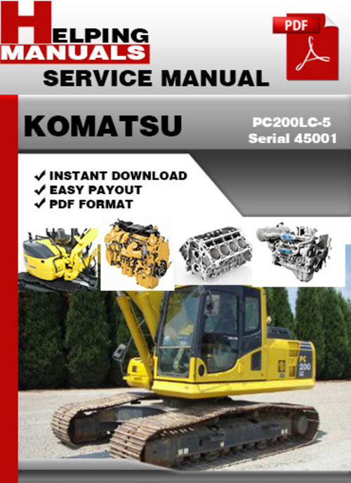 Product picture Komatsu PC200LC-5 Serial 45001 and up Shop Service Repair Manual Download