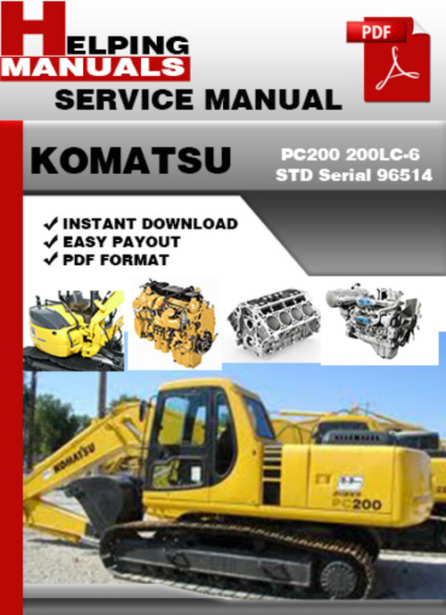 Product picture Komatsu PC200 200LC-6 STD Serial 96514 and up Shop Service Repair Manual Download