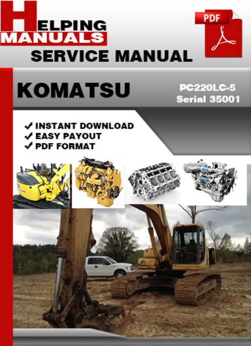 Product picture Komatsu PC220LC-5 Serial 35001 and up Shop Service Repair Manual Download