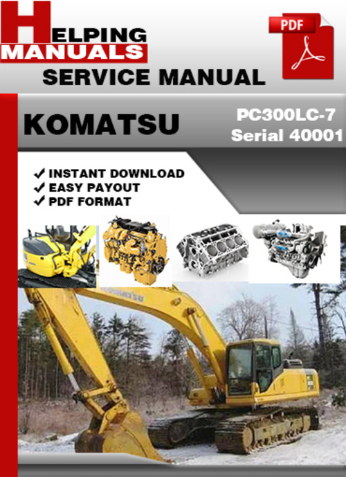 Product picture Komatsu PC300LC-7 Serial 40001 AND UP Shop Service Repair Manual Download