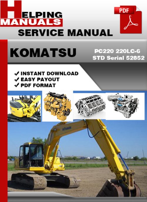 Product picture Komatsu PC220 220LC-6 STD Serial 52852 and up Shop Service Repair Manual Download