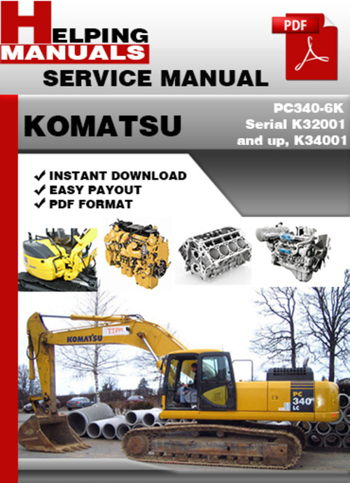 Product picture Komatsu PC340-6K Serial K32001 and up, K34001 and up Shop Service Repair Manual Download
