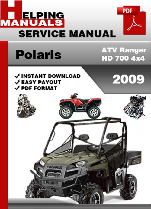 Product picture Polaris ATV Ranger HD 700 4x4 2009 Service Repair Manual Download